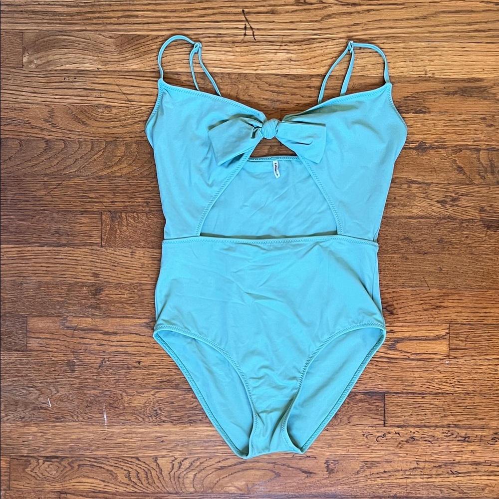 Reformation Seafoam One-Piece with Bow Accent Size Small